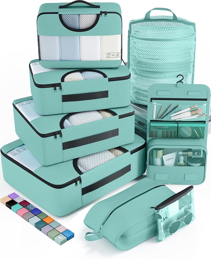 Veken 8 Set Packing Cubes for Travel Essentials, Suitcase Organizer Bags in 4 by Veken
