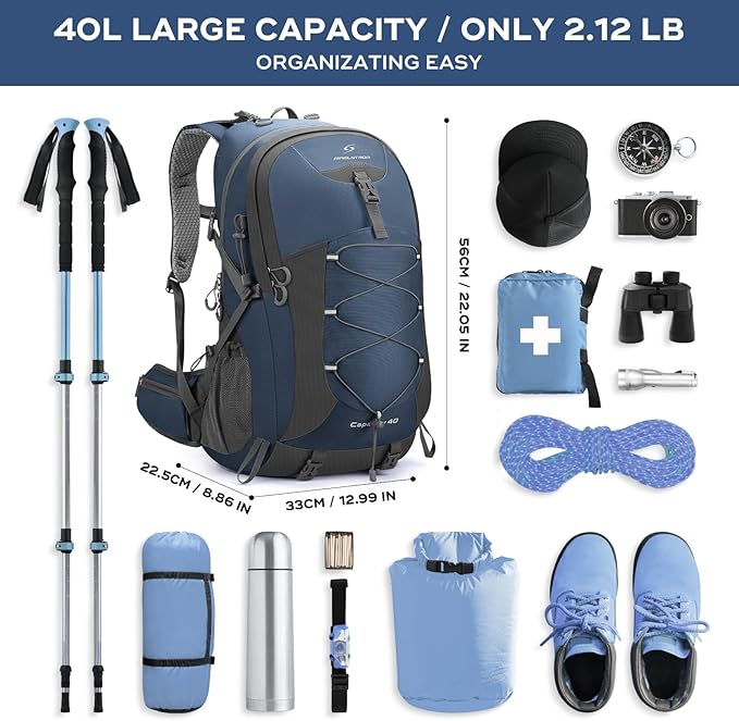Maelstrom Hiking Backpack, Camping Backpack, 40L Waterproof Hiking Daypack - Image 2