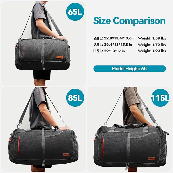 Canway 85L Travel Duffel Bag, Foldable Weekender Bag - Image 2