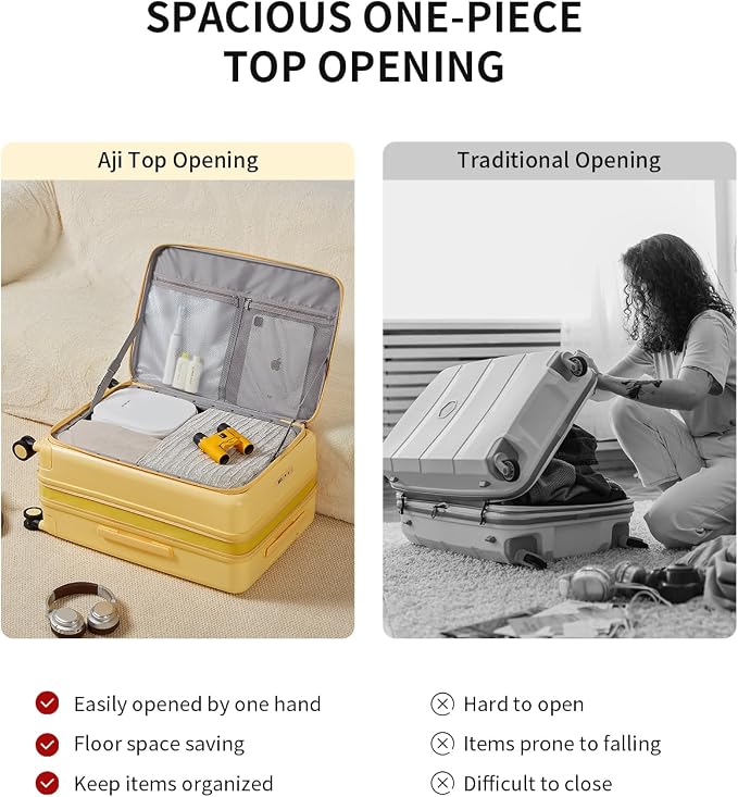 aji Expandable Top Open 26 Inch Checked Luggage - Image 4