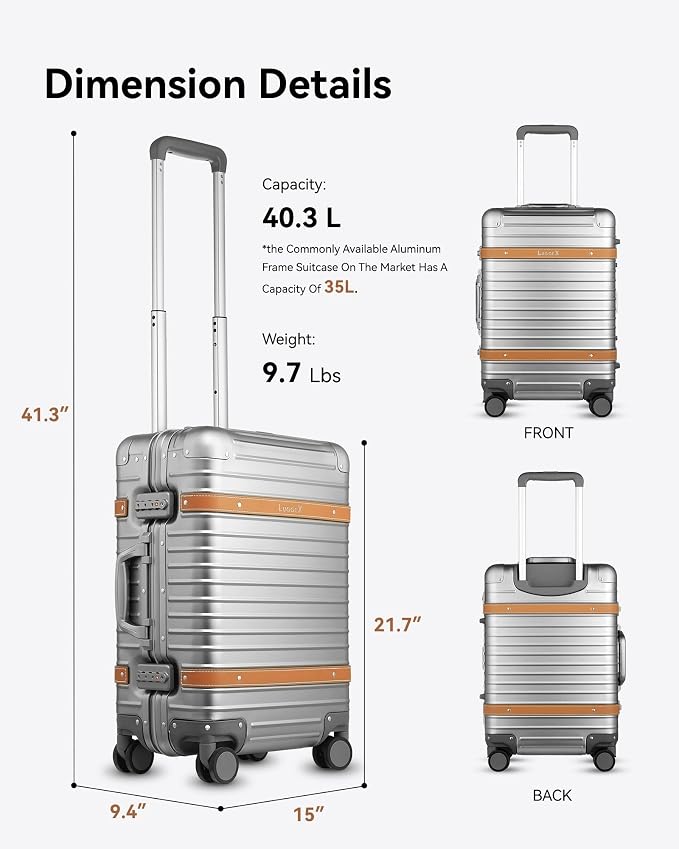 LUGGEX All Aluminum Carry On Luggage - Image 9