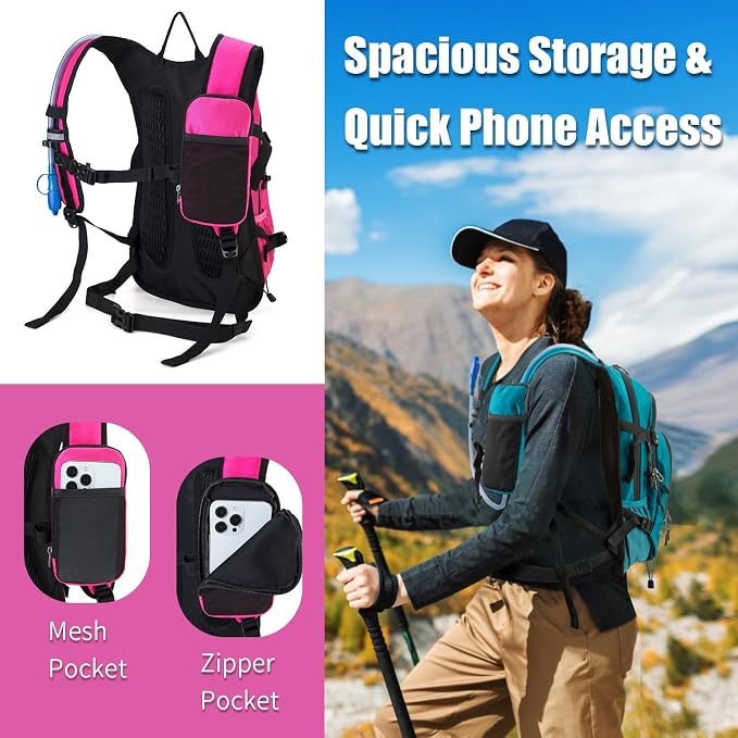 Hydration Backpack Pack with 2L Water Bladder 18L Hiking Backpack Women Men - Image 4
