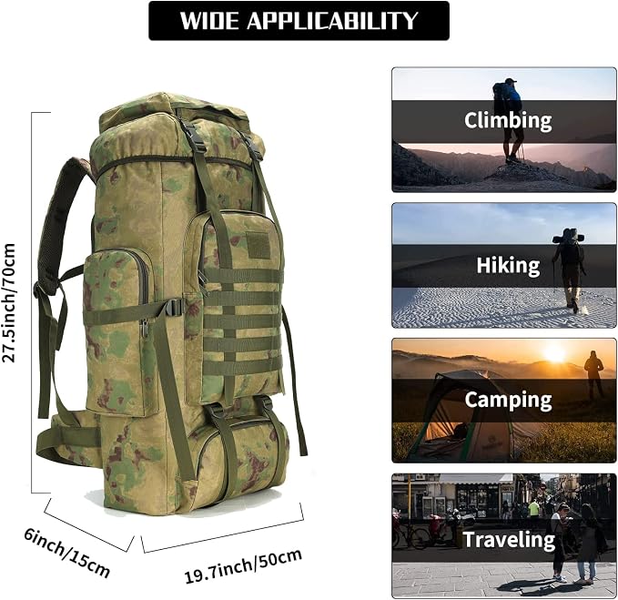 Hiking Backpack for Men 70L/100L Camping Backpack Military Rucksack Molle 3 - Image 4