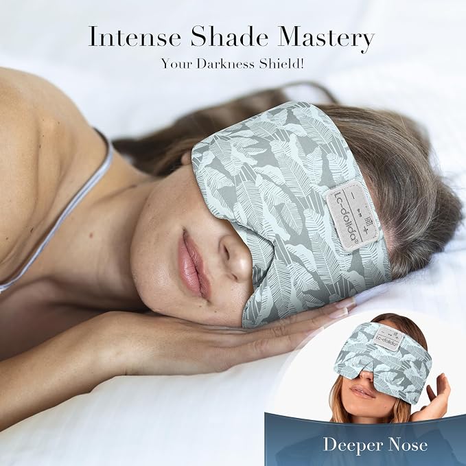 LC-dolida Sleep Mask with Bluetooth Headphones, Extra Large Silk Eye Mask - Image 2