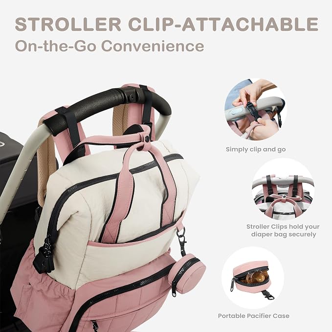 VONAL Diaper Bag Backpack, Lightweight Baby Diaper Bags, Travel Large Diaper Bag - Image 7