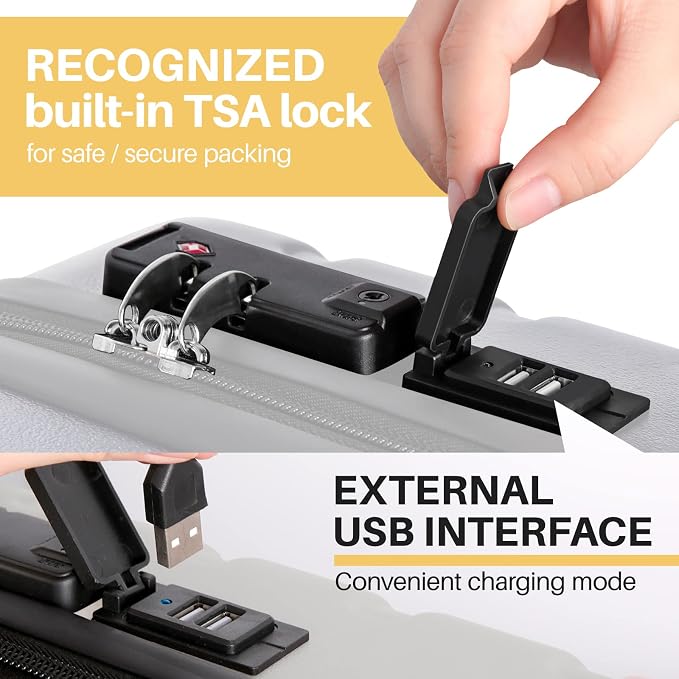 AnyZip Suitcase Hardside PC ABS Lightweight USB Luggage - Image 3
