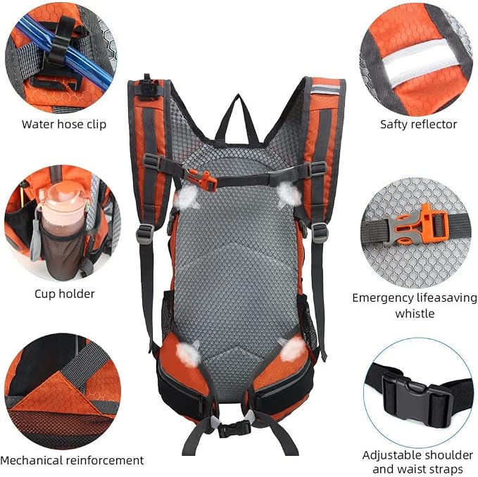 Hiking Daypack Waterproof Biking Backpack 15L Lightweight Durable Backpack - Image 6