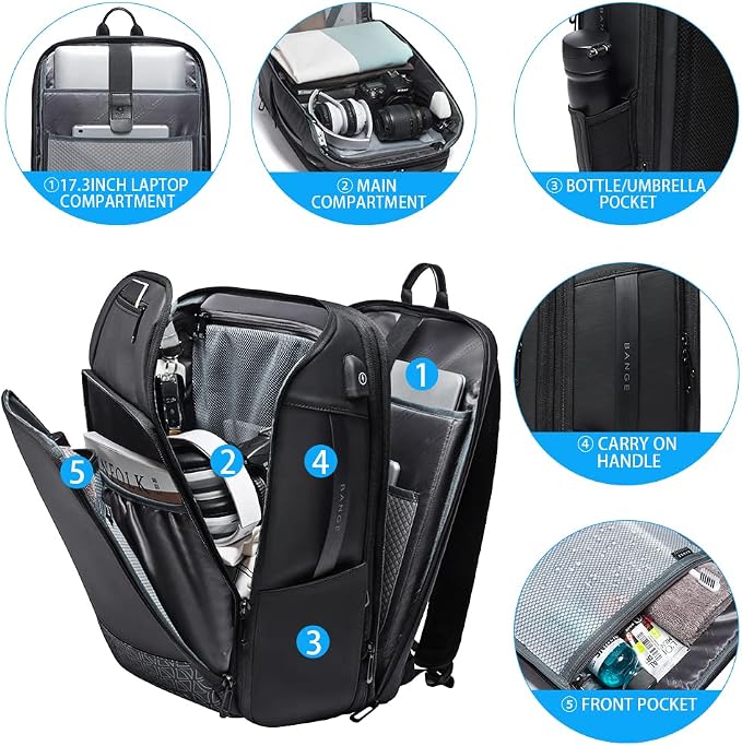 BANGE 45L Expandable Travel Backpacks, Weekender Carry On Backpack, Flight - Image 2