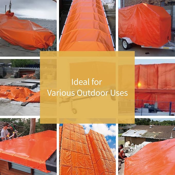 GUARD SHIELD Orange Tarp 10x12 Feet Tarps High Visibility Outdoor Poly Cover - Image 5
