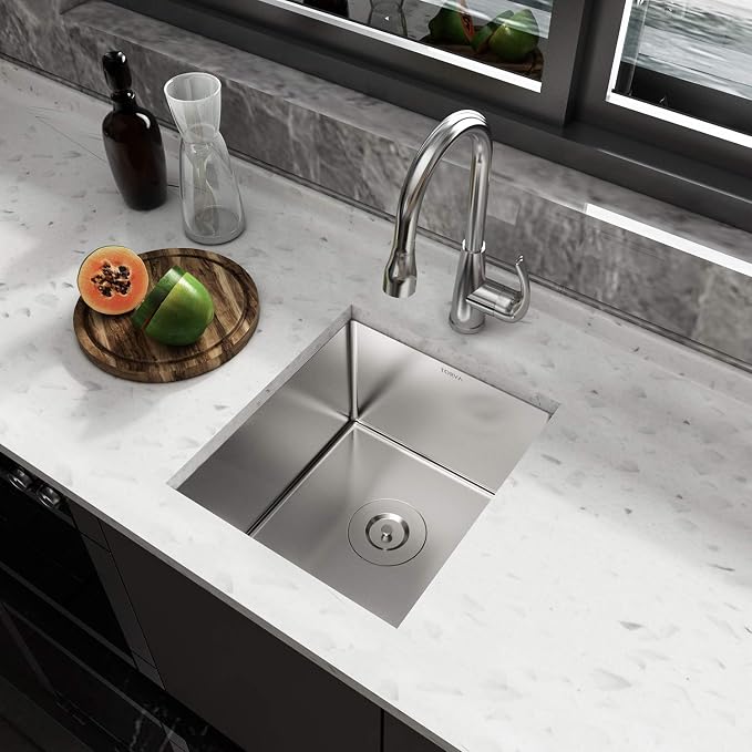 TORVA 13 x 15 Inch Undermount Kitchen Sink, Premium 304 Stainless Steel Bar Sink - Image 2