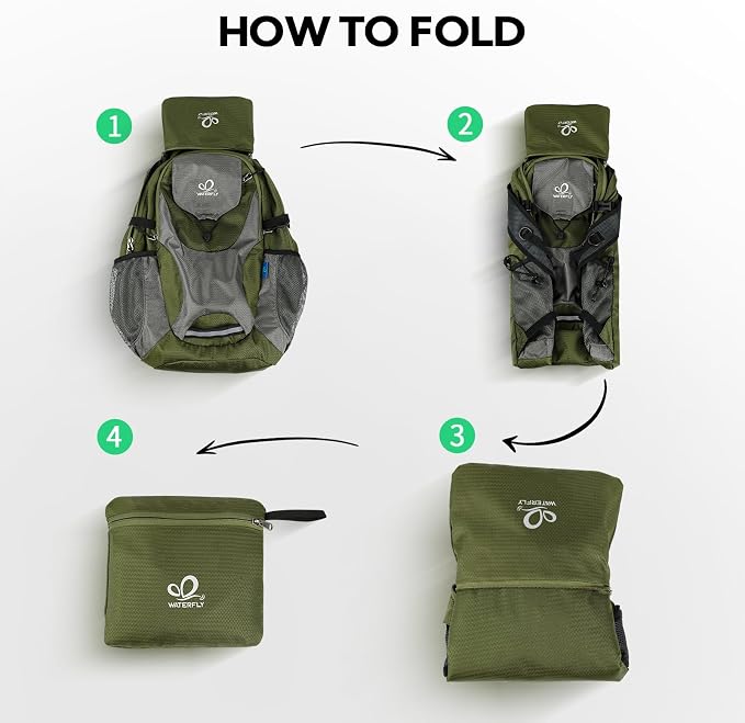 WATERFLY Lightweight Packable Hiking Backpack: 30L Foldable Travel Daypack - Image 6