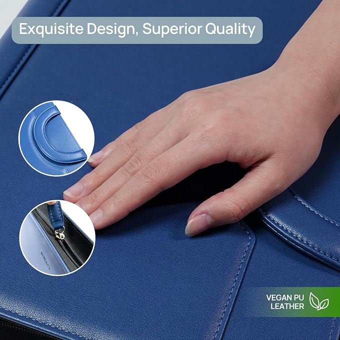 POPRUN Portfolio Binder with Zipper, Leather Padfolio Document Organizer with - Image 5