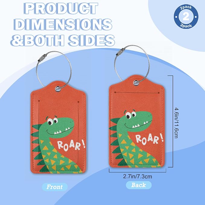 2 Pack Luggage Tags, Leather Suitcase Tags - Image 3