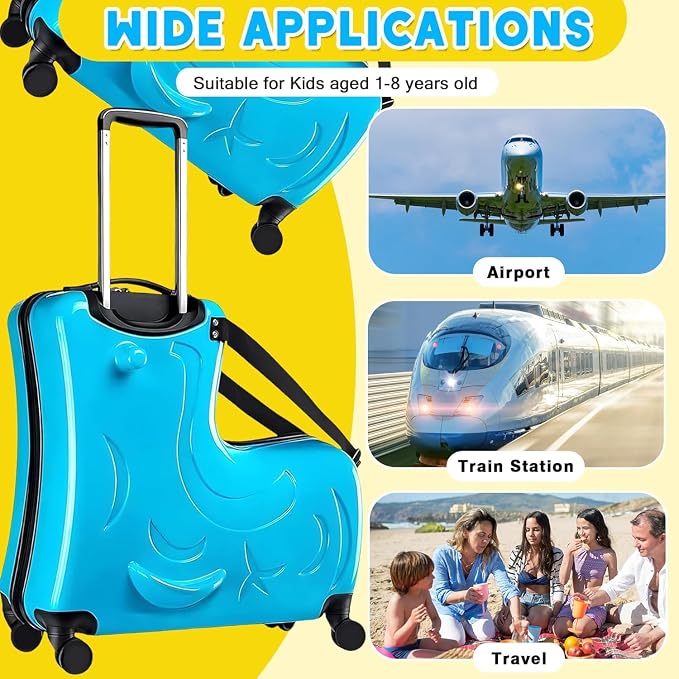 20" Kids Ride on Suitcase, Childrens Ride on Luggage - Image 4