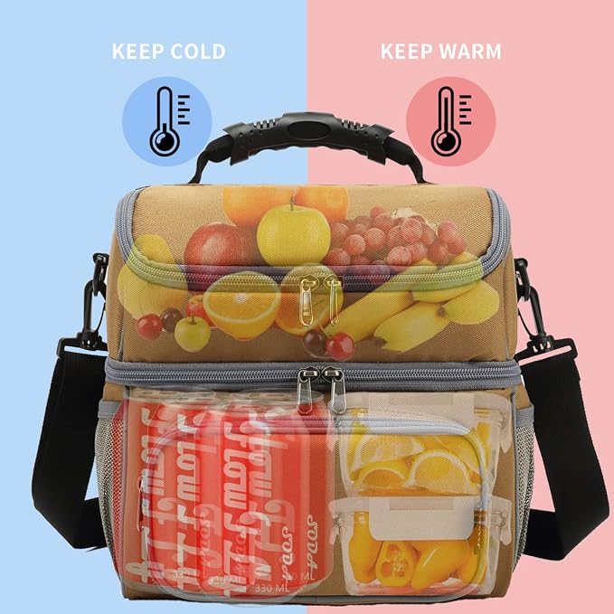 FlowFly Double Layer Cooler Insulated Lunch Bag Adult Lunch Box Large Tote Bag - Image 2
