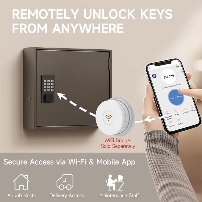 WeHere Smart Key Lock Box, Wall Mounted Key Cabinet - Image 4