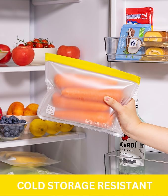12 Pack Variety Reusable Food Storage Bags, Food Grade Silicone PEVA Material - Image 5