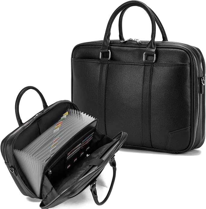 Accordian File Organizer with Handle, 15.6 in Laptop Bag Portable Document by BICOHIOH