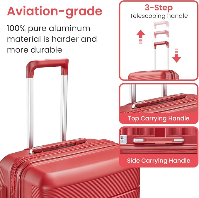 Campfun Luggage 4 Piece Sets, Expandable Carry On Luggage Set Hardshell PP - Image 3