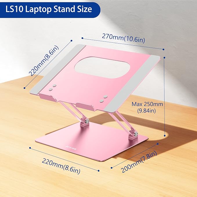 BESIGN LS10 Aluminum Laptop Stand, Ergonomic Adjustable Notebook Stand - Image 5