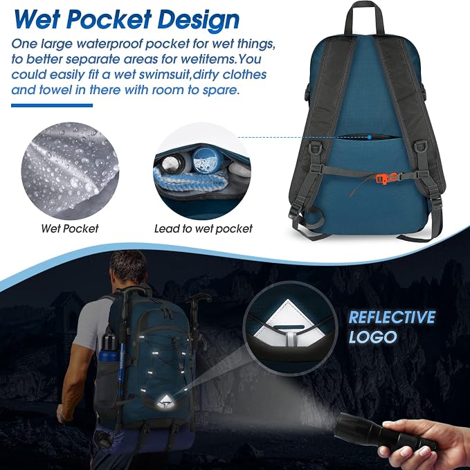 IGOLUMON Hiking Backpack 40L Packable Lightweight Camping Backpack Men Women - Image 4