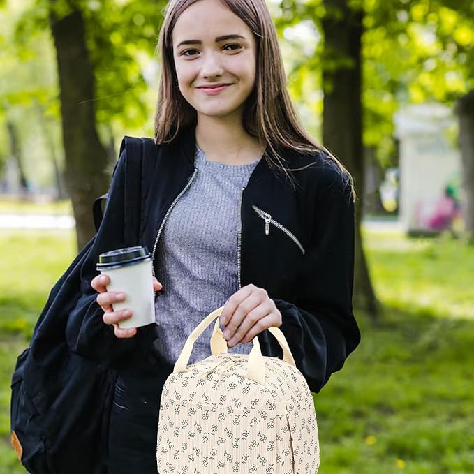 Bluboon Lunch Bag for Women Men Cute Corduroy Lunch Tote Bags Reusable - Image 3