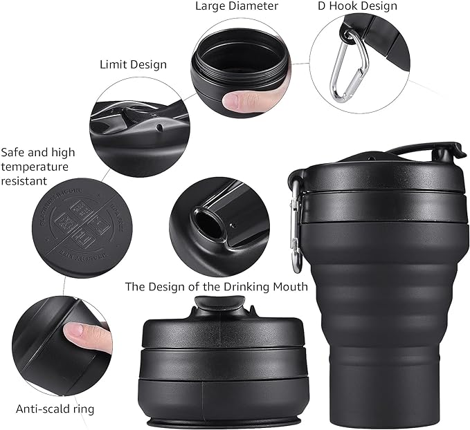 Collapsible Coffee Cup, 2 Pack 20 OZ 600ml Silicone Travel Folding Cup - Image 4