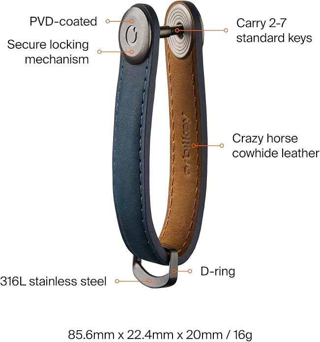 Orbitkey Crazy Horse Leather Key Organizer | Quiet Profile | Holds up to 7 Keys - Image 5