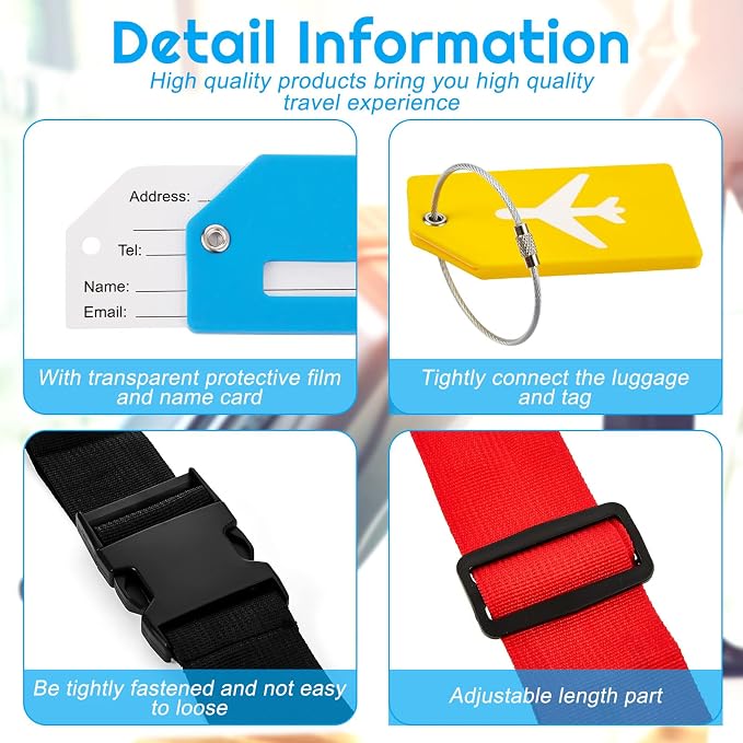Weewooday 8 Pcs Luggage Straps Suitcase Tags Set - Image 3
