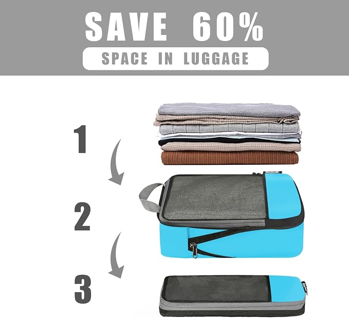 BAGAIL 4 Set/6 Set/8 Set Compression Packing Cubes Travel Accessories - Image 4