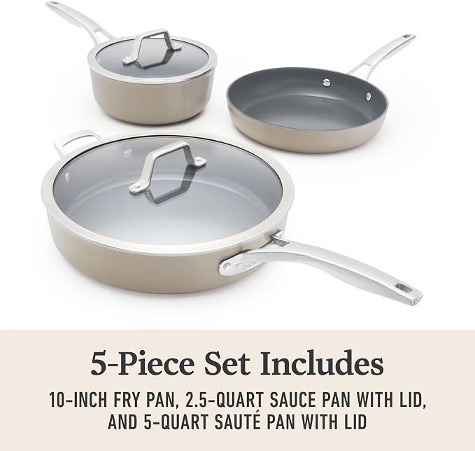 Calphalon® Premier Ceramic Nonstick 5-Piece Cookware Set, Mushroom Grey - Image 7