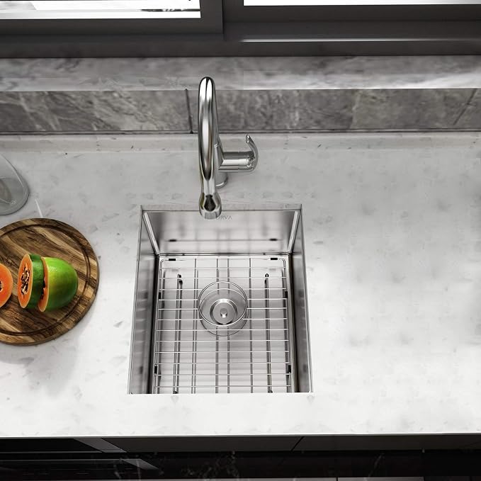 TORVA 13 x 15 Inch Undermount Kitchen Sink, Premium 304 Stainless Steel Bar Sink - Image 3