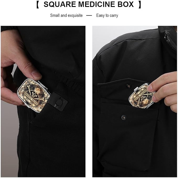 Metal 2 Compartment Pill Organizer Travel Friendly Portable Compact Pill Box - Image 5
