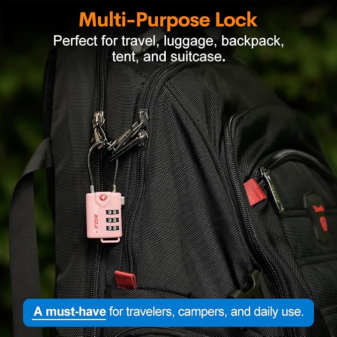 Forge TSA Approved Cable Luggage Locks, 2 Pink Locks, Re-settable Combination - Image 6