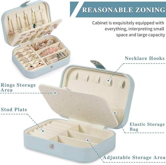 Travel Jewelry Box, PU leather Small Jewelry Organizer - Image 3