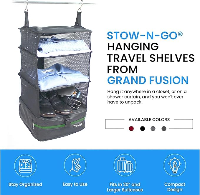 Grand Fusion Stow-N-Go Travel Luggage Organizer – Portable Hanging Travel - Image 9