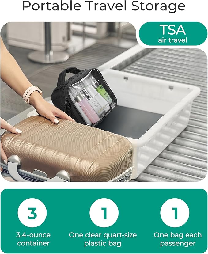 BAGSMART Clear TSA-Approved Toiletry Bag, Large Opening Quart Sized Makeup Bag - Image 2