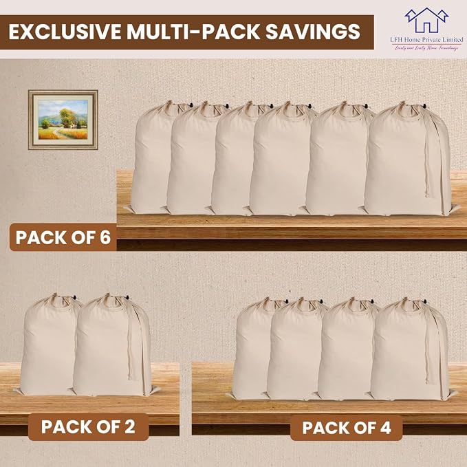 LFH Home Large Premium 100% Cotton Canvas Laundry Bag - Image 9