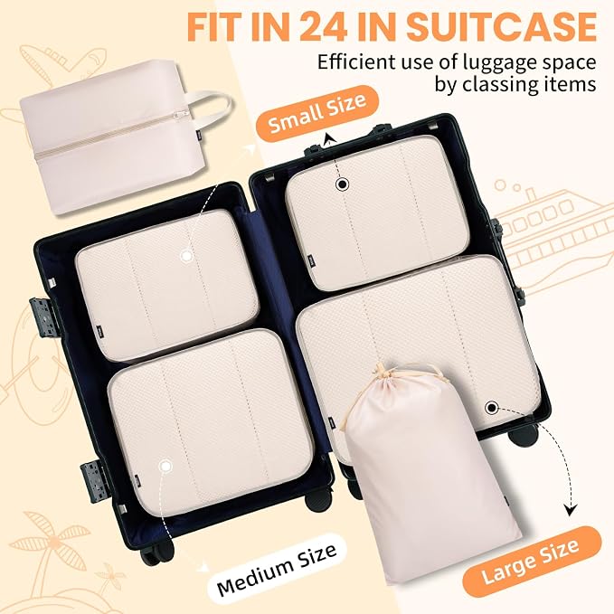 BAGAIL 6 Set Packing Cubes Luggage Packing Organizers - Image 7