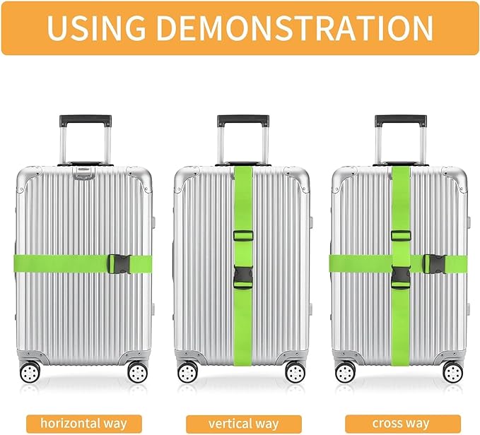 BILIONE 4 Pack Luggage Straps 79" Long Belts Keep Suitcase Secure While - Image 8