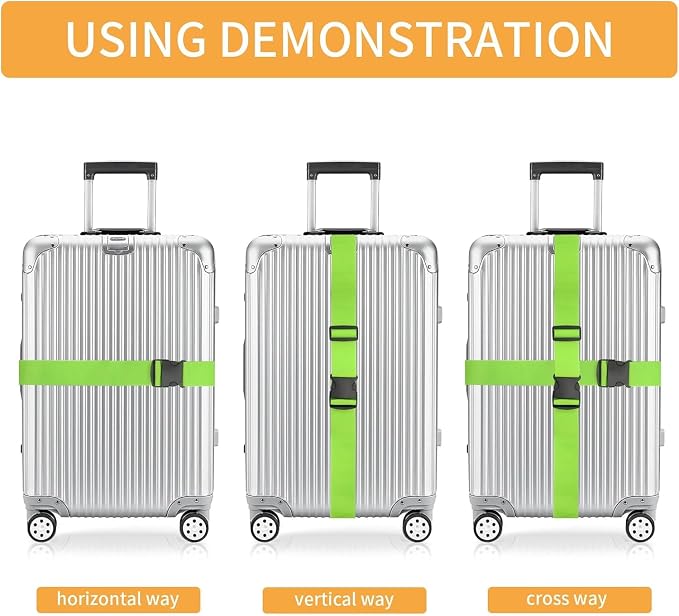 BILIONE 4 Pack Luggage Straps 79" Long Belts Keep Suitcase Secure While - Image 3