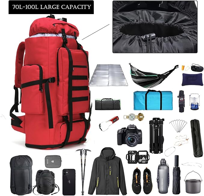 Hiking Backpack for Men 70L/100L Camping Backpack Military Rucksack Molle 3 - Image 4