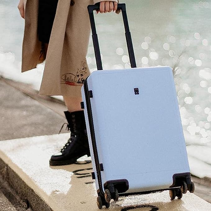 LEVEL8 Elegance Checked Luggage, 24 Inch Hardside Suitcase, Lightweight Matte - Image 2
