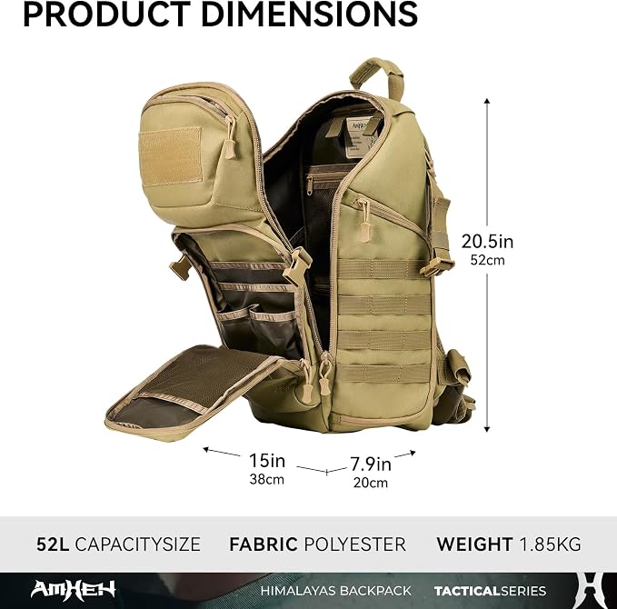 52L Tactical Backpack Military Molle Assault Pack - Image 2