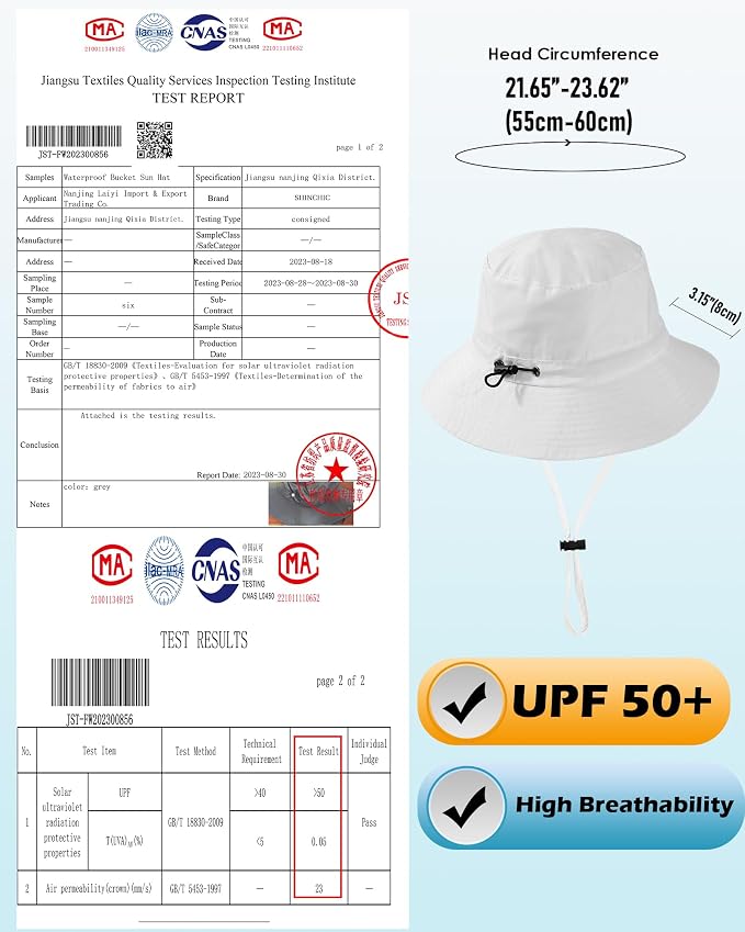 Water-Resistant Sun UPF 50+ Bucket Hat Protection Packable Brimmed Boonie - Image 5