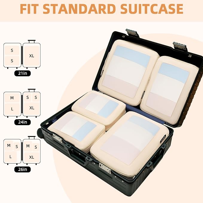 BAGAIL 4 Set/6 Set/8 Set Compression Packing Cubes Travel Accessories - Image 8