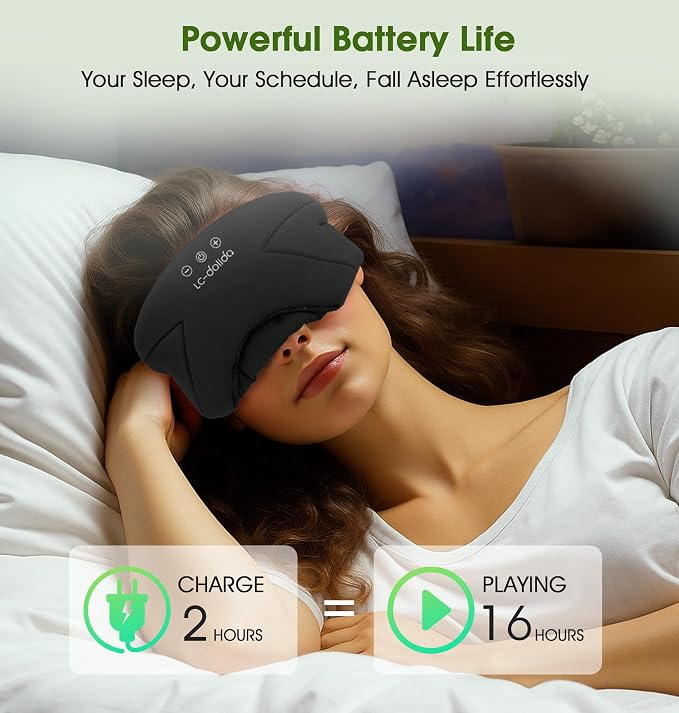 LC-dolida Sleep Mask with Headphones Bluetooth 5.4, Wireless Music Eye Mask - Image 5