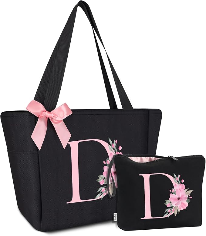 Vavabox Tote Bag, A-Z Initial Monogrammed Waterproof Tote Bag, Bridesmaid Gifts by Vavabox