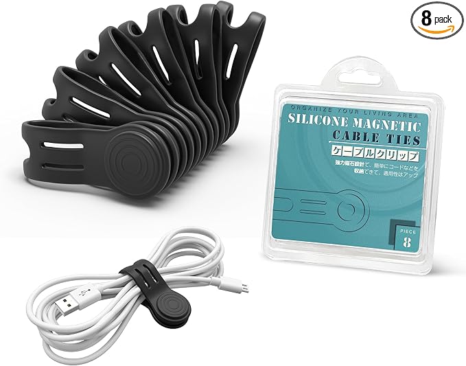 Kanemc Magnetic Ties For Cords, Cord Wrap Silicone Zip Ties Twist Ties Magnet by Kanemc