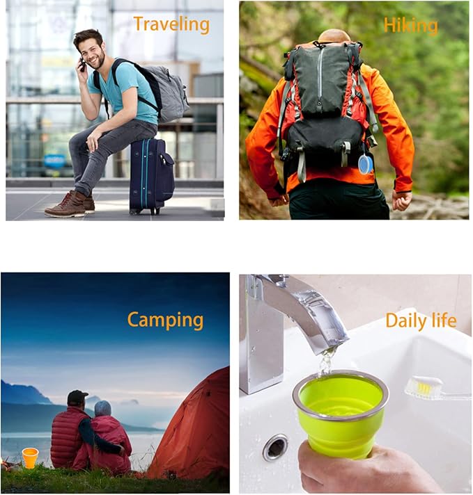 3 Pack Collapsible Water Cup Camping Cups Foldable Drinking Cup Travel Cups - Image 4